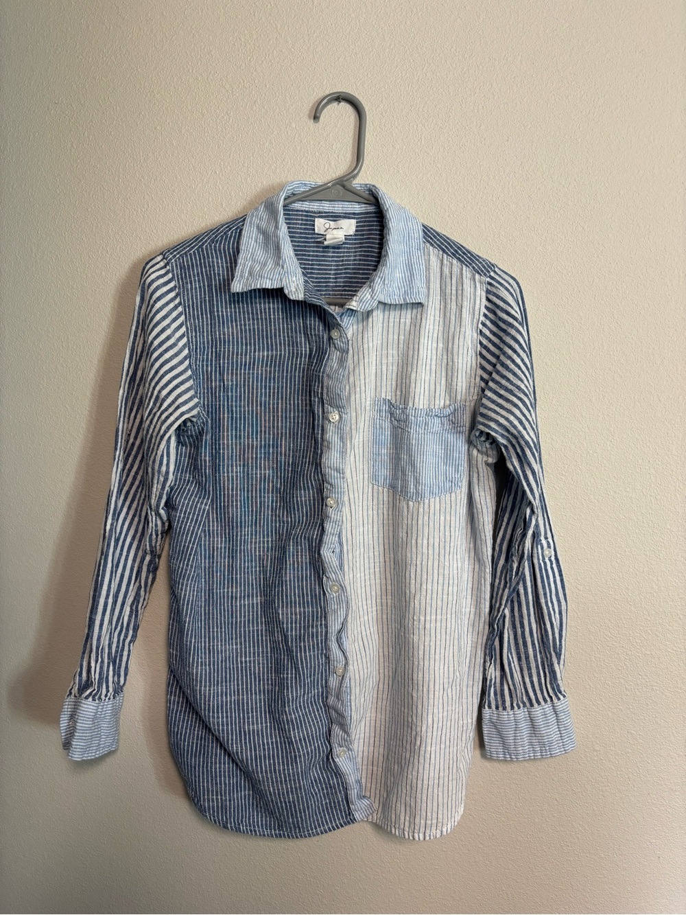 Japna Mixed Blue & White Striped Button-Down Shirt